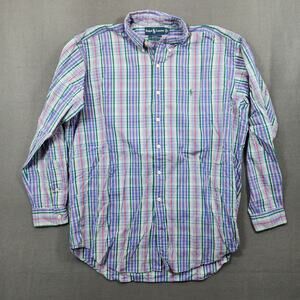 Ralph Lauren Mens Blake Long Sleeve Button Up Shirt Large Colorful Plaid Preppy